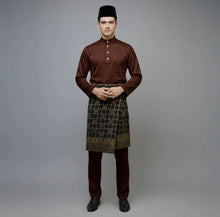 Load image into Gallery viewer, BAJU MELAYU LANANG C/M TRADITIONAL PESAK RICH BROWN BY JAKEL