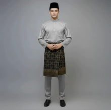 Load image into Gallery viewer, BAJU MELAYU LANANG C/M TRADITIONAL PESAK DARK GREY BY JAKEL
